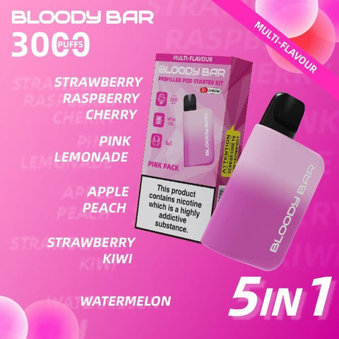 5 in 1 Bloody Bar 3000 Puffs Prefilled Pod (Pack of 5) Vape Club UK