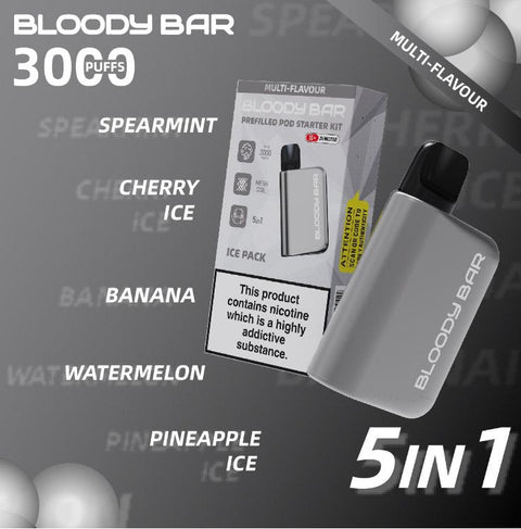 5 in 1 Bloody Bar 3000 Puffs Prefilled Pod (Pack of 5) Vape Club UK