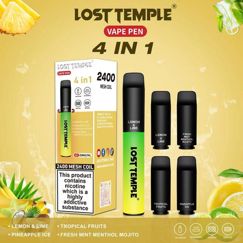 4 in 1 Lost temple 2400 Puffs Disposable Pod System Kit Vape Club UK