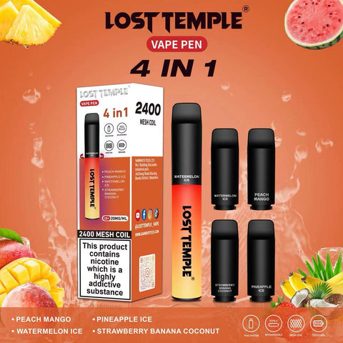 4 in 1 Lost temple 2400 Puffs Disposable Pod System Kit Vape Club UK