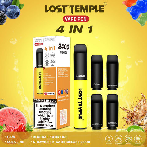 4 in 1 Lost temple 2400 Puffs Disposable Pod System Kit Vape Club UK