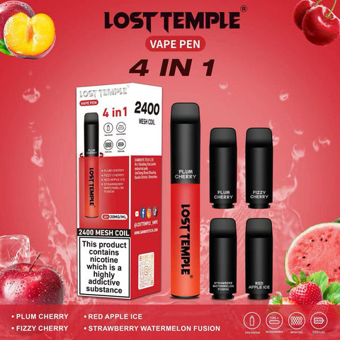 4 in 1 Lost temple 2400 Puffs Disposable Pod System Kit Vape Club UK