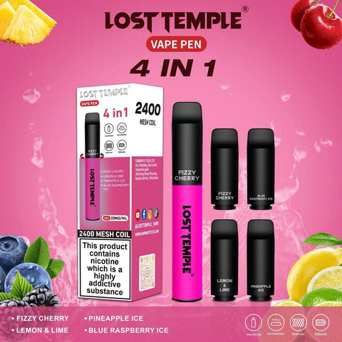 4 in 1 Lost temple 2400 Puffs Disposable Pod System Kit Vape Club UK