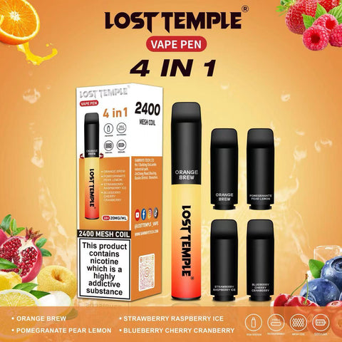 4 in 1 Lost temple 2400 Puffs Disposable Pod System Kit Vape Club UK