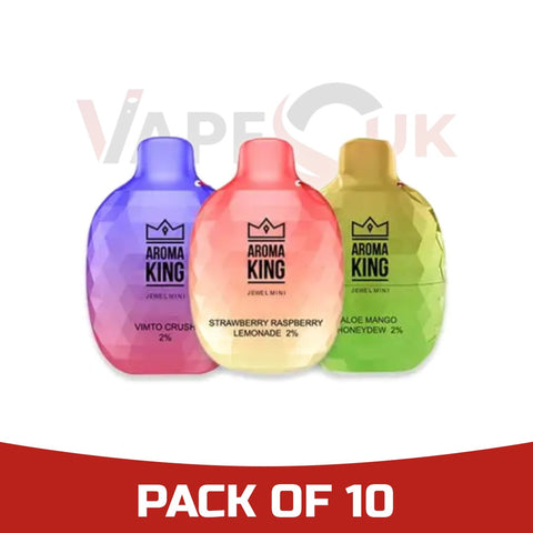 Aroma King Jewel Mini 600 Disposable Vapes Puff Pod Box of 10 vapeclubuk.co.uk