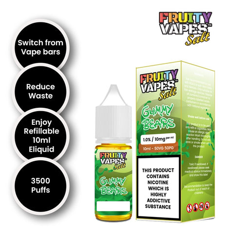 Fruity Vapes Salt 10ml Nic Salts Box of 10 vapeclubuk.co.uk