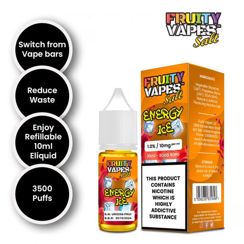 Fruity Vapes Salt 10ml Nic Salts Box of 10 vapeclubuk.co.uk